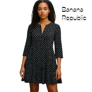 Banana Republic Black White Polka Dot Ruffle Dress NWOT Size S
